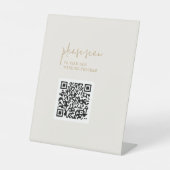 Modernes, Vintages Gold QR Code Hochzeitsprogramm Sockelschild (Vorderseite)