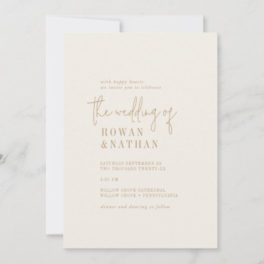 Modernes Vintages Gold zum Hochzeitsfest Einladung (Vorderseite)