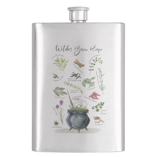 Modernes Vintages Halloween-Cauldron-Rezept 1 Flachmann (Vorderseite)