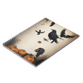modernes Vintages Halloween-Skull- und Crow-Notebo Notizblock (Linke Seite)