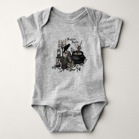 Modernes Vintages Halloween WITCHES BREW Baby Strampler (Vorderseite)