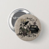 Modernes Vintages Halloween WITCHES BREW Button (Vorne & Hinten)