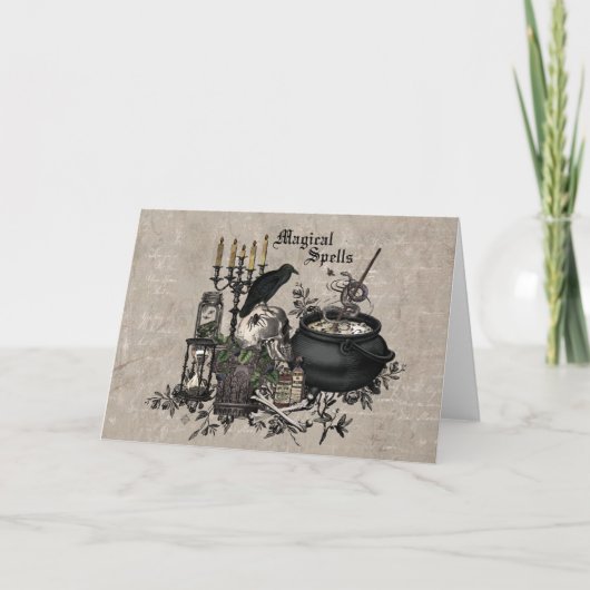 Modernes Vintages Halloween WITCHES BREW Karte (Vorderseite)