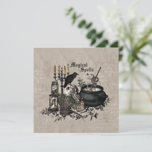 Modernes Vintages Halloween WITCHES BREW Karte (Stehend Vorderseite)