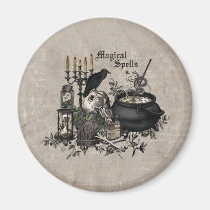 Modernes Vintages Halloween WITCHES BREW Magnet