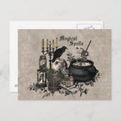 Modernes Vintages Halloween WITCHES BREW Postkarte (Vorne/Hinten)