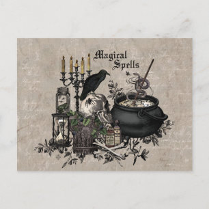 Modernes Vintages Halloween WITCHES BREW Postkarte