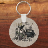 Modernes Vintages Halloween WITCHES BREW Schlüsselanhänger (Vorderseite)