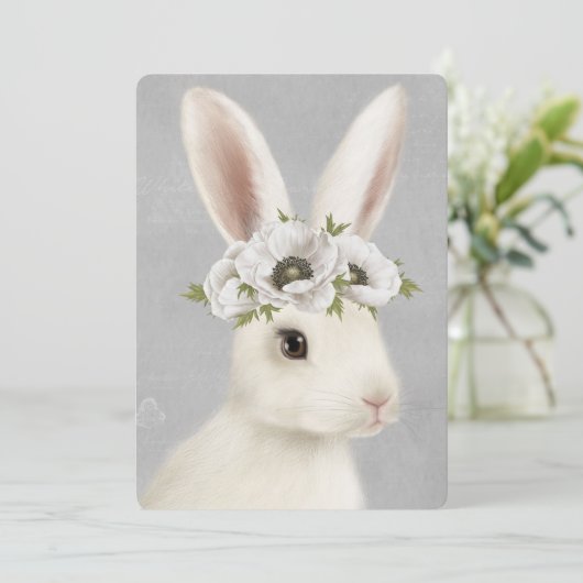 modernes Vintages Hasen Einladung (Stehend Vorderseite)