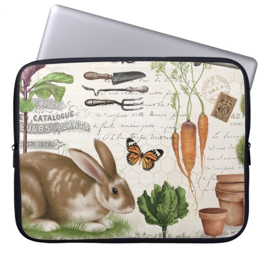 Modernes Vintages Kaninchen Laptopschutzhülle (Vorderseite)