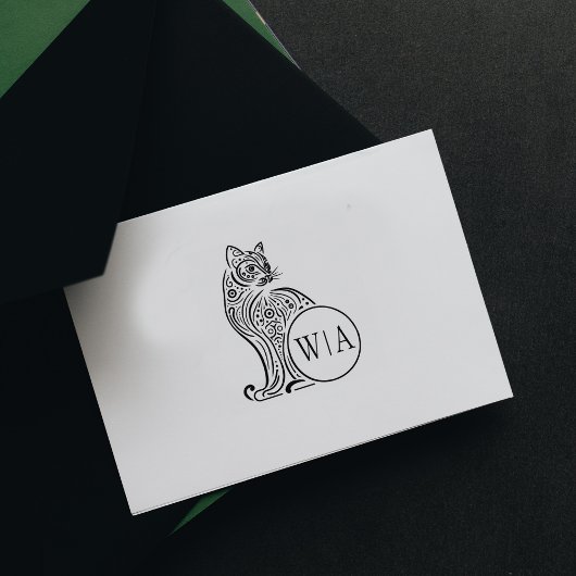 Modernes Vintages Katzenmonogramm Gummistempel