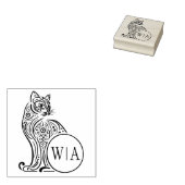 Modernes Vintages Katzenmonogramm Gummistempel (Stempel)