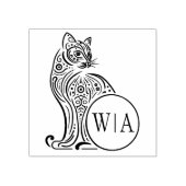 Modernes Vintages Katzenmonogramm Gummistempel (Prägung)