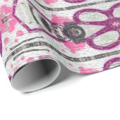 Modernes Vintages Muster Rosa Lila Decoupage Geschenkpapier (Rolleneckpunkt)