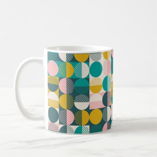 Modernes, Vintages, nahtloses geometrisches Muster Kaffeetasse (Links)
