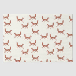 Modernes, Vintages Niedliches Red Fox-Muster auf E Seidenpapier