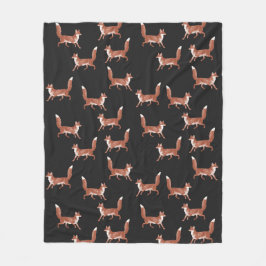 Modernes Vintages Niedliches Red Fox-Muster auf Sc Fleecedecke