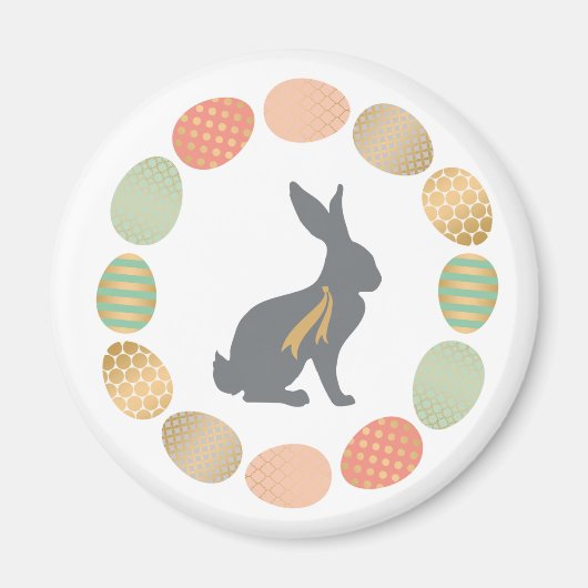 Modernes Vintages Osterhasen und Eier Magnet (Vorne)