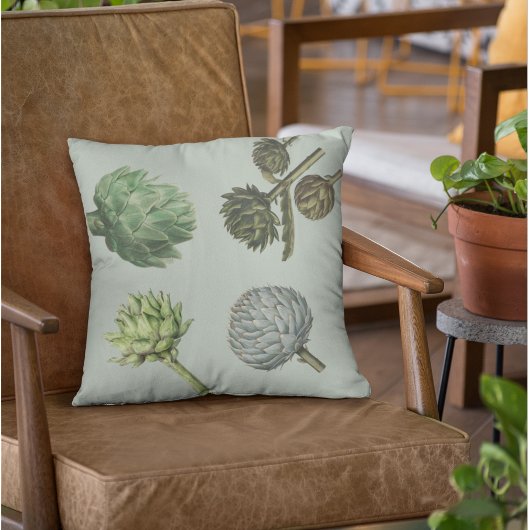 Modernes Vintages pflanzliches Artichoke-Kissen Kissen