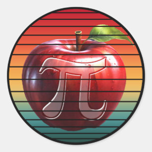 Modernes, Vintages Pi Day Apfelfrucht Runder Aufkleber