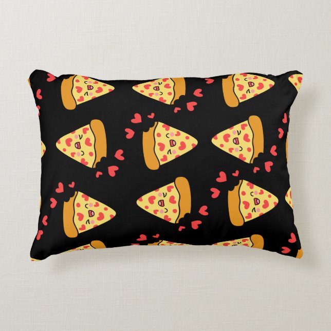 Modernes, Vintages Pizzamuster-Retro Dekokissen (Vorderseite)