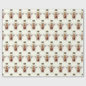 Modernes Vintages Queen Bee Crown Muster Geschenkpapier (Flach)