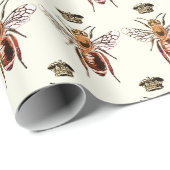 Modernes Vintages Queen Bee Crown Muster Geschenkpapier (Rolleneckpunkt)