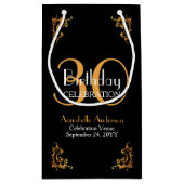 Modernes Vintages Retro Black 30. Geburtstag Kleine Geschenktüte (Rückseite)