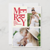 Modernes Vintages Retro Chritsmas rotes Foto Ankündigung (Vorderseite)