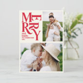 Modernes Vintages Retro Chritsmas rotes Foto Ankündigung (Stehend Vorderseite)