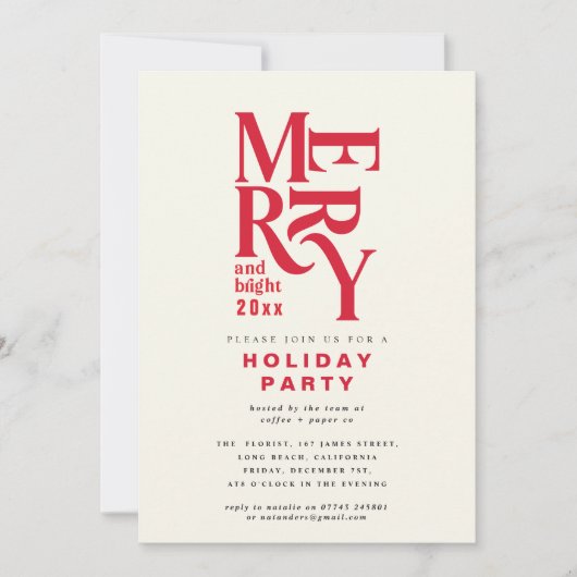 Modernes Vintages Rot + helles Weihnachtsfest Part (Vorderseite)