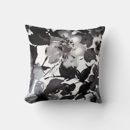 Modernes Vintages Schwarz-weißes Blumen des Kissen