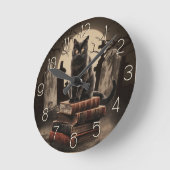 Modernes Vintages Schwarzes Katzen Halloween Runde Wanduhr (Winkel)