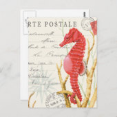 modernes Vintages Seepferd Postkarte (Vorne/Hinten)