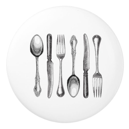 modernes Vintages Silbergeschirr Keramikknauf (Vorderseite)