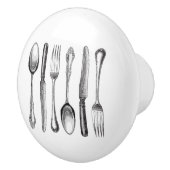 modernes Vintages Silbergeschirr Keramikknauf (Rechts)