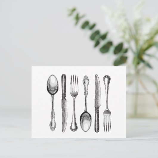 modernes Vintages Silbergeschirr Postkarte (Stehend Vorderseite)