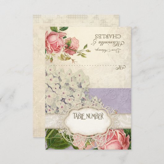 Modernes, Vintages Spitzentea Hydrangea in Rose (Vorne/Hinten)