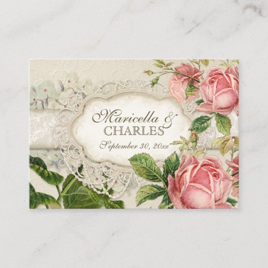 Modernes, Vintages Spitzentea Hydrangea in Rose Begleitkarte (Vorderseite)