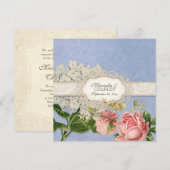 Modernes, Vintages Spitzentea Hydrangea in Rose Einladung (Vorne/Hinten)
