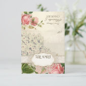 Modernes, Vintages Spitzentea Hydrangea in Rose Einladung (Stehend Vorderseite)