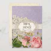 Modernes, Vintages Spitzentea Hydrangea in Rose Einladung (Vorne/Hinten)