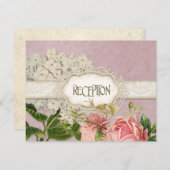 Modernes, Vintages Spitzentea Hydrangea in Rose Einladung (Vorne/Hinten)