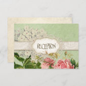 Modernes, Vintages Spitzentea Hydrangea in Rose Einladung (Vorne/Hinten)