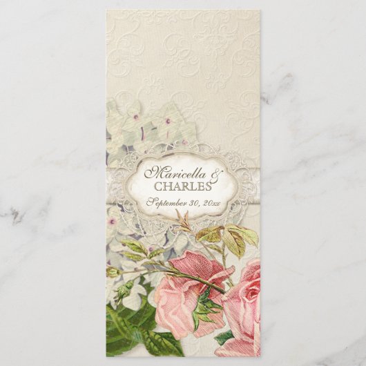 Modernes, Vintages Spitzentea Hydrangea in Rose Menükarte (Vorderseite)