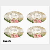 Modernes, Vintages Spitzentea Hydrangea in Rose Ovaler Aufkleber (Blatt)