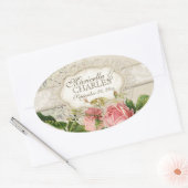Modernes, Vintages Spitzentea Hydrangea in Rose Ovaler Aufkleber (Umschlag)