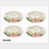 Modernes, Vintages Spitzentea Hydrangea in Rose Ovaler Aufkleber (Blatt)