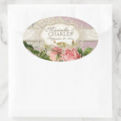 Modernes, Vintages Spitzentea Hydrangea in Rose Ovaler Aufkleber (Tasche)