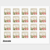 Modernes, Vintages Spitzentea Hydrangea in Rose Quadratischer Aufkleber (Blatt)